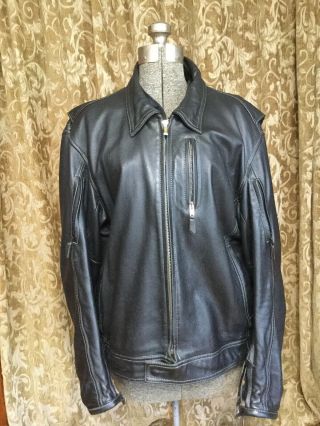 Mens Power Trip Vintage Leather Jacket Motorcycle Size 2xl Xxl With Zip In Liner