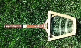 Vintage Adidas Nastase Master Wood Tennis Racket Ads O55 L4 1/2 With Holder