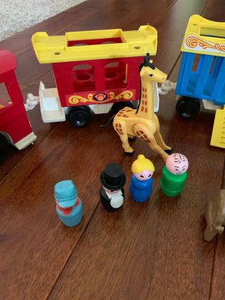 Vintage Fisher - Price Circus Train Zoo Animals People 4