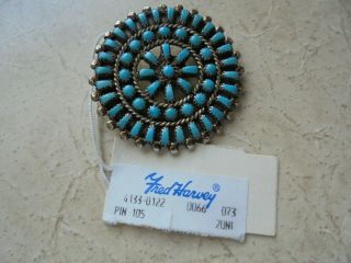 Vintage - - Fred Harvey - - Zuni - - - Turquoise - - - Pendant/ Brooch