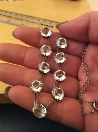 Late Antique Georgian Silver & Faceted Diamond Paste Riviere Necklace 1st Pat.