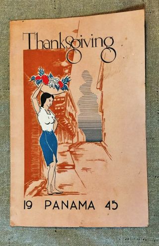 1945 Wwii Panama Us Army Thanksgiving Menu Headquarters Co.  Bn. ,  150th Infantry