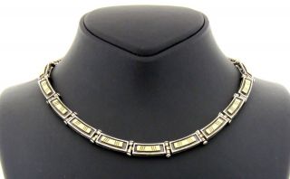 Vintage Necklace Sterling Silver 925 Gold Modernist Artisan Mia Choker Israel 70