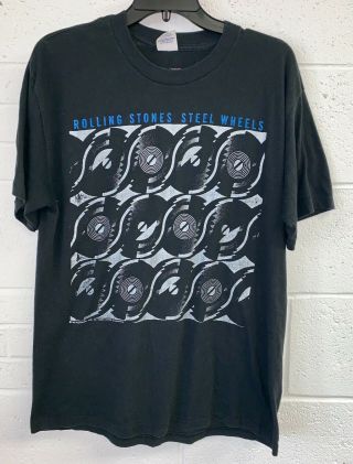 Vintage Rolling Stones Steel Wheels 1989 Spring Ford Tag Tour T - Shirt Large L