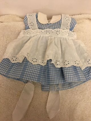 Vintage Mattel Chatty Cathy Blue Gingham Party Dress With Apron