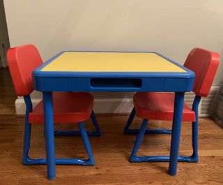 Vintage Fisher Price Arts And Crafts Table Set Of Chairs Child Size 1985
