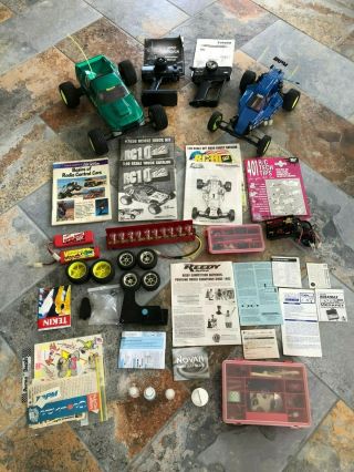 Vintage Rc10 T2 And B2 Cars W/ Manuals,  Controllers,  And Other Accessories