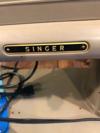 Vintage Portable Singer Sewing Machine 301 With Case Powers On 4