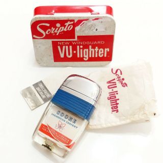 Scripto Vu Lighter Vintage Vtg Usa Made 1950s 60s Tin Bag Instructions