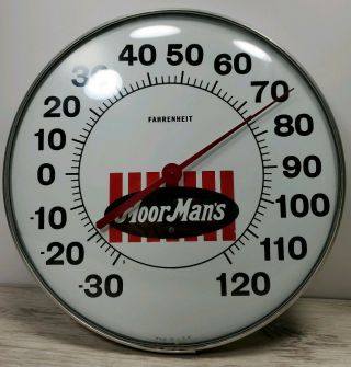 Vintage Moormans Feeds Old Dial Thermometer Advertising Sign Made In Usa 12 "