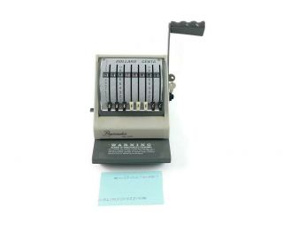 Paymaster 9000 - 8 Check Writer 8 Reel Tan Gray With 2 Keys Vintage Heavy Duty