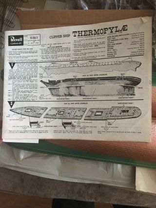 Vintage 1974 Revell - Thermopylae Model Kit Sailing Clipper Ship H - 390 Long 2