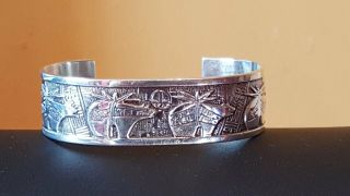 Vintage Sterling Silver Cuff Bracelet.  Signed Rmt