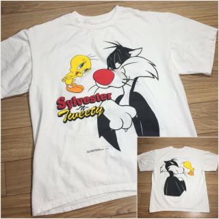 Sylvester And Tweety Vintage Double Sided T Shirt Xl 1995 Warner Bros Cartoon