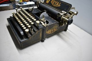 Rare ROYAL No.  5 TYPEWRITER Flatbed Standard Antique Vintage Black Classic Parts 8