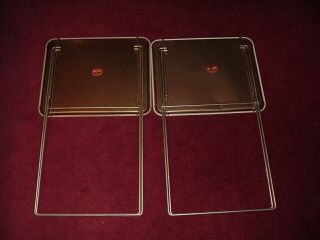 Vintage Set 4 Metal Durham TV Trays w/Storage Cart Flower Design,  Extra Tray 3