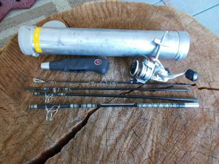 Vintage Diawa Mini Spin Rod Ms - 59 Reel Combo Fishing Backpacking Travel Case 5ft
