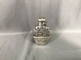 Victorian Unger Bros.  Sterling Silver Lovers Dream Glass Flask