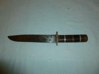 Vintage Ww2 Era Trench Art Knife With Stacked Micarta And Metal Handle - Bl