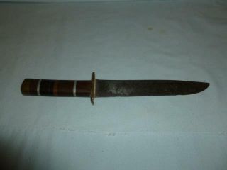 Vintage WW2 Era Trench Art Knife with Stacked Micarta and Metal Handle - BL 4