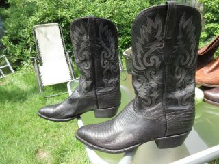 Lucchese Handmade Black Lizard Skin Cowboy Boots / Made In Usa / Us Men 12 C