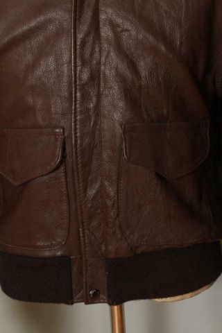 Vtg SCHOTT A - 2 Leather Flight Bomber Motorcycle Jacket Size 42 Large 7