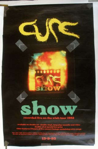 The Cure Show Wish Tour 1992 Vintage Orig Music Record Store Huge Promo Poster