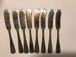Set Of 8 Gorham Etruscan 1913 Sterling Silver Flat Butter Knives 5 3/4 Ins