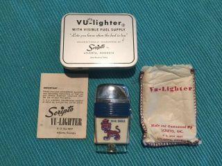 Vintage Scripto Vu Lighter Auburn University Tiger War Eagle Team W/ Case