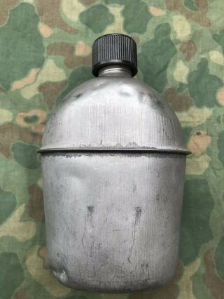 Wwii Us Army Usmc Metal Canteen With Cap,  Field Gear Vintage Smco 1944