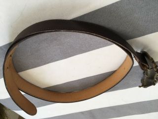 RARE Vintage GUCCI Double Horse Head Dark Brown Leather Belt 4