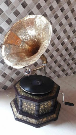 HMVGramophone Brass Crafted Base Horn Vintage Look SOUND BOX NEEDLE SET 3