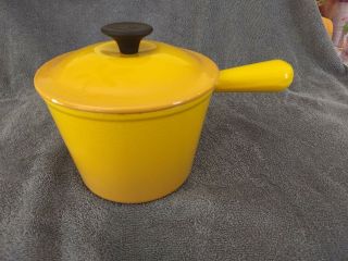 Le Creuset Yellow Saucepan Small Pot W/ Lid France Fb Vintage