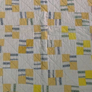 Vintage 1950 ' s Handmade Hand Quilted Four Patch Hawaiian Quilt - 77 