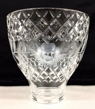 6 Crystal Diamond Cut Etch Floral Glass Shade Lamp Chandelier Vtg Fitter 2 1/4 "