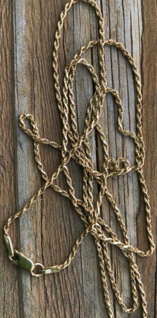 Vintage 14k Yellow Gold Chain Rope Necklace 30” - 6 G - Marked AD 8