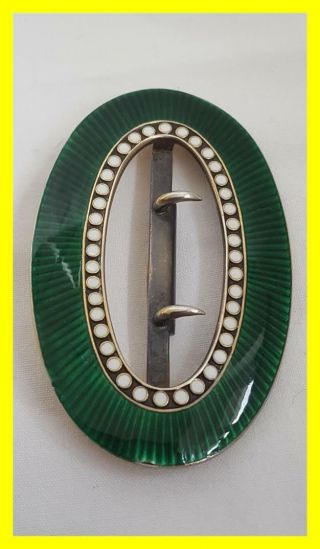 C.  1920 Danish/norwegian 925s Silver Enamel Large Buckle