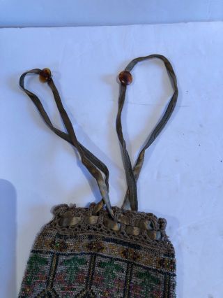 Vintage Glass Beaded Purse Evening Bag - Art deco 1920 Multicolor Lined Flappers 7