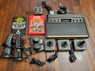 Vintage Atari 2600 Light Sixer Woodgrain Six Switch System Console W/accessories