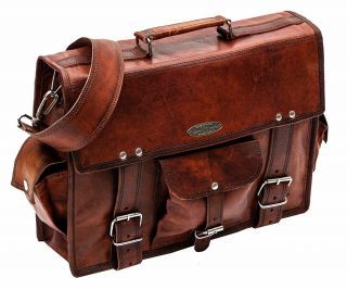15 " Vintage Briefcase Satchel Soft Leather Laptop Messenger Bag Shoulder Men