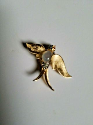 Vintage Crown Trifari Alfred Philippe Jelly Belly Swallow Bird Brooch Pin 2