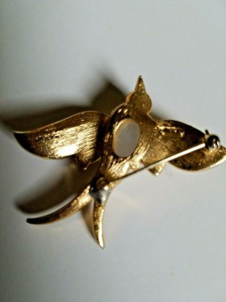Vintage Crown Trifari Alfred Philippe Jelly Belly Swallow Bird Brooch Pin 3