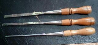 Vintage D.  R.  Barton Set Of 3 Chisels Wooden Handle