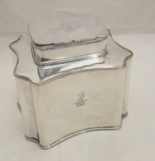 Elegant 19th Century Silver Plated Tea Caddy With Dragon Crest