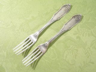 American Coin Silver " Gothic " (1847) Pattern (2) Forks By Wm.  Gale & Son
