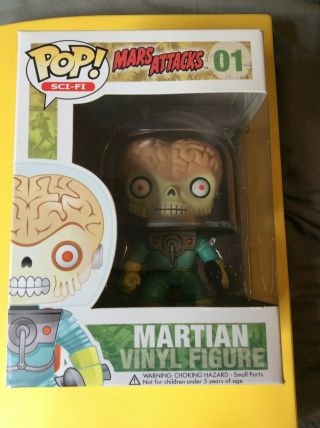 Funko Pop Mars Attacks 01 Martian Pop Protector Vaulted Very Rare