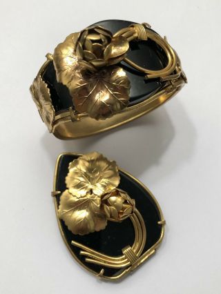 (inv 188) - Rare Bakelite " Art Nouveau " Bracelet And Pin - Incredible