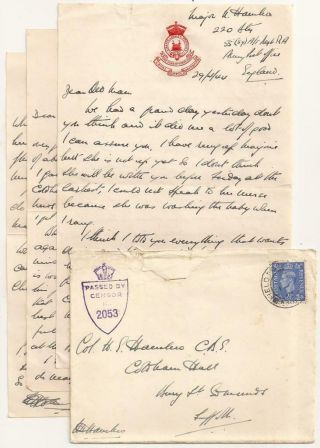 Wwii Letters 1944.  Fought Normandy.  Royal Artillery Anti Tank Battery Commander