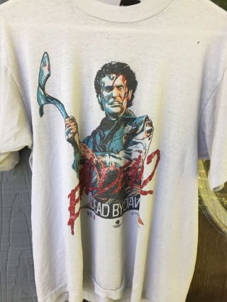 1987 EVIL DEAD 2 dead by dawn t - shirt vtg 80s cult horror movie screen stars L 2