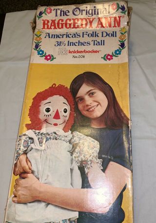 Annabelle Raggedy Ann Doll 31” Knickerbocker Applause 1970 